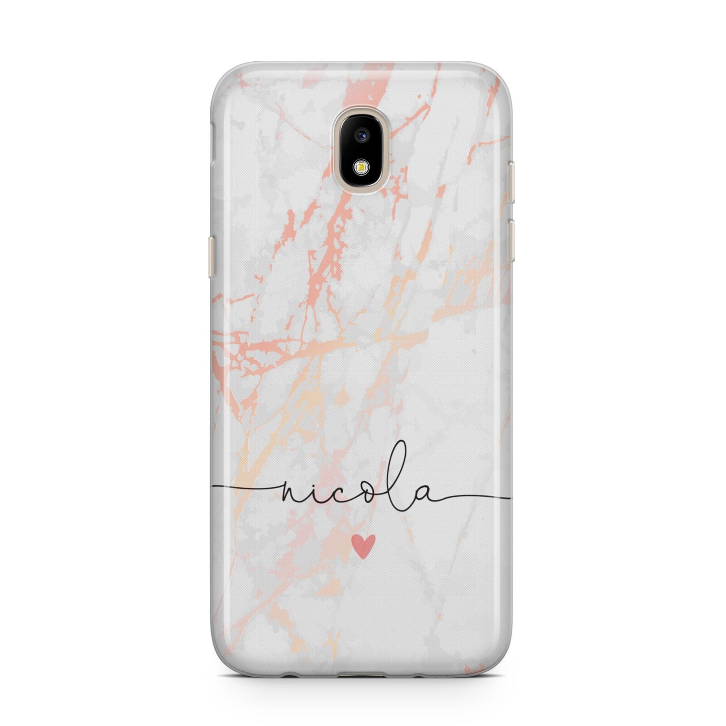 Personalised Name Pink Marble Heart Samsung J5 2017 Case