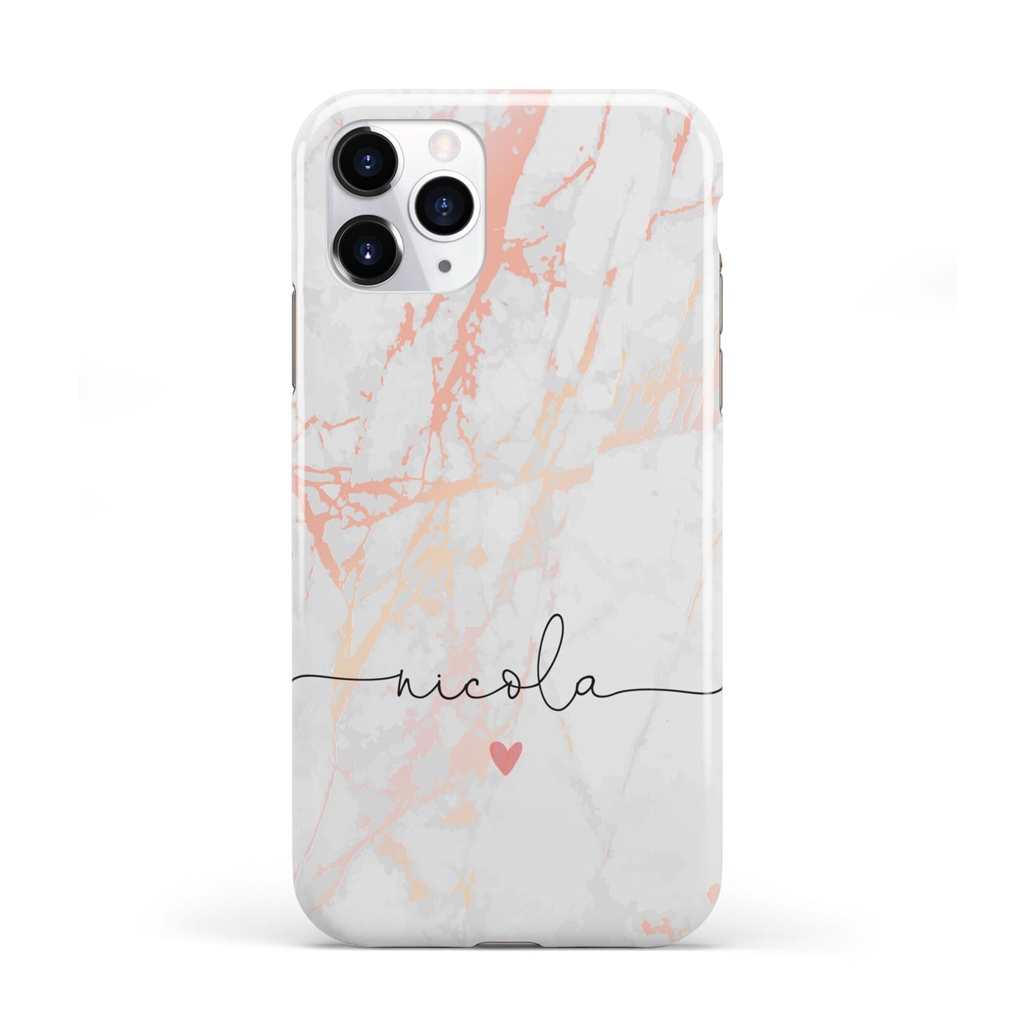 Personalised Name Pink Marble Heart iPhone 11 Pro 3D Tough Case