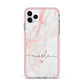 Personalised Name Pink Marble Heart iPhone 11 Pro Max Impact Pink Edge Case