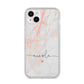 Personalised Name Pink Marble Heart iPhone 14 Plus Clear Tough Case Starlight