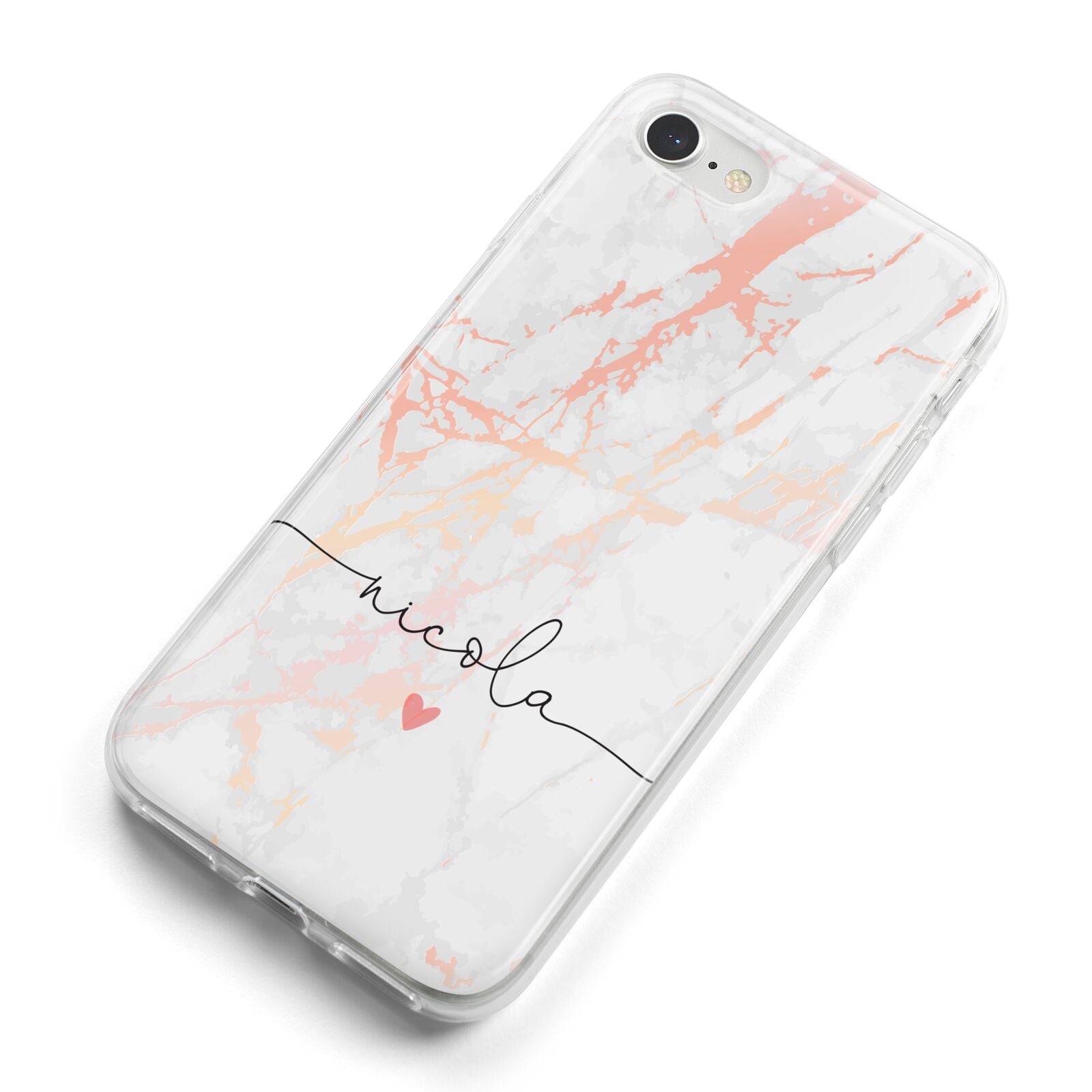 Personalised Name Pink Marble Heart iPhone 8 Bumper Case on Silver iPhone Alternative Image