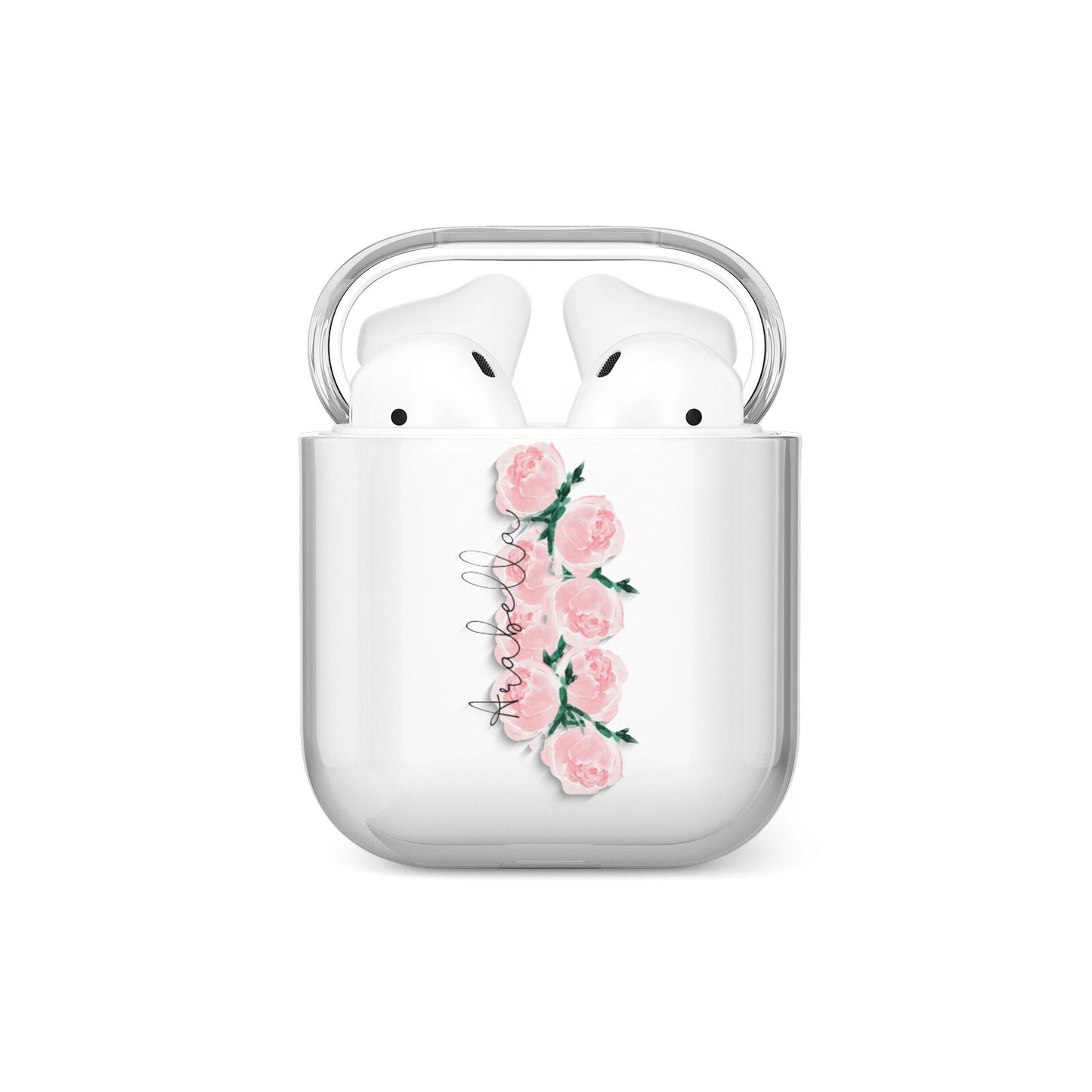 Personalised Name Pink Roses AirPods Case