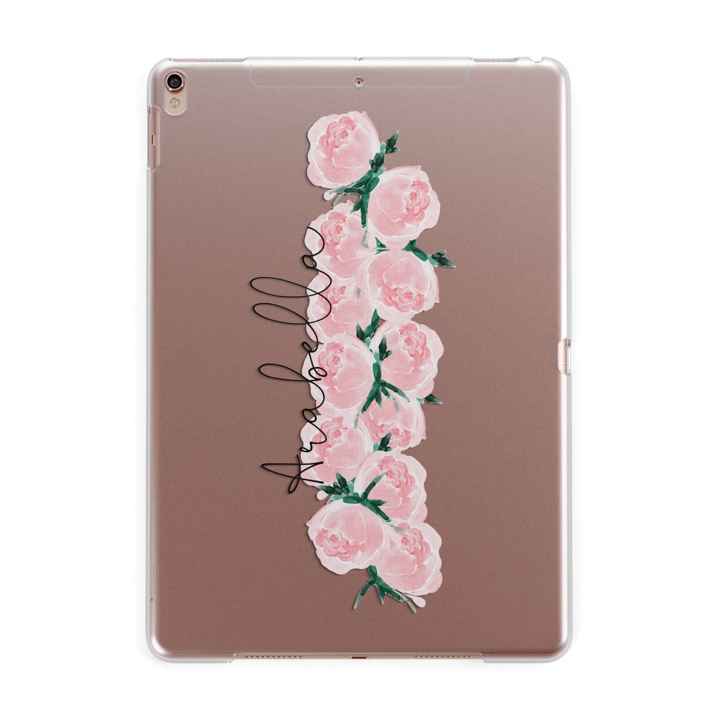 Personalised Name Pink Roses Apple iPad Rose Gold Case