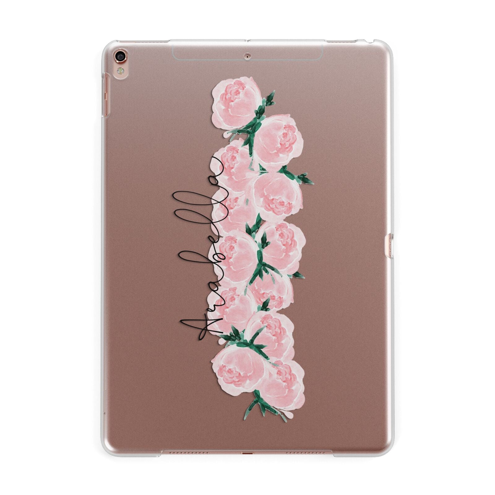 Personalised Name Pink Roses Apple iPad Rose Gold Case