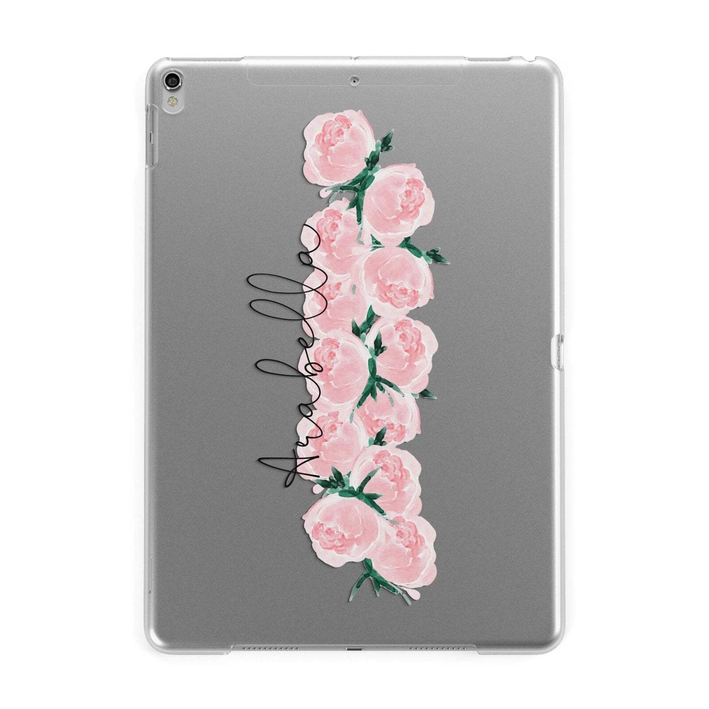 Personalised Name Pink Roses Apple iPad Silver Case