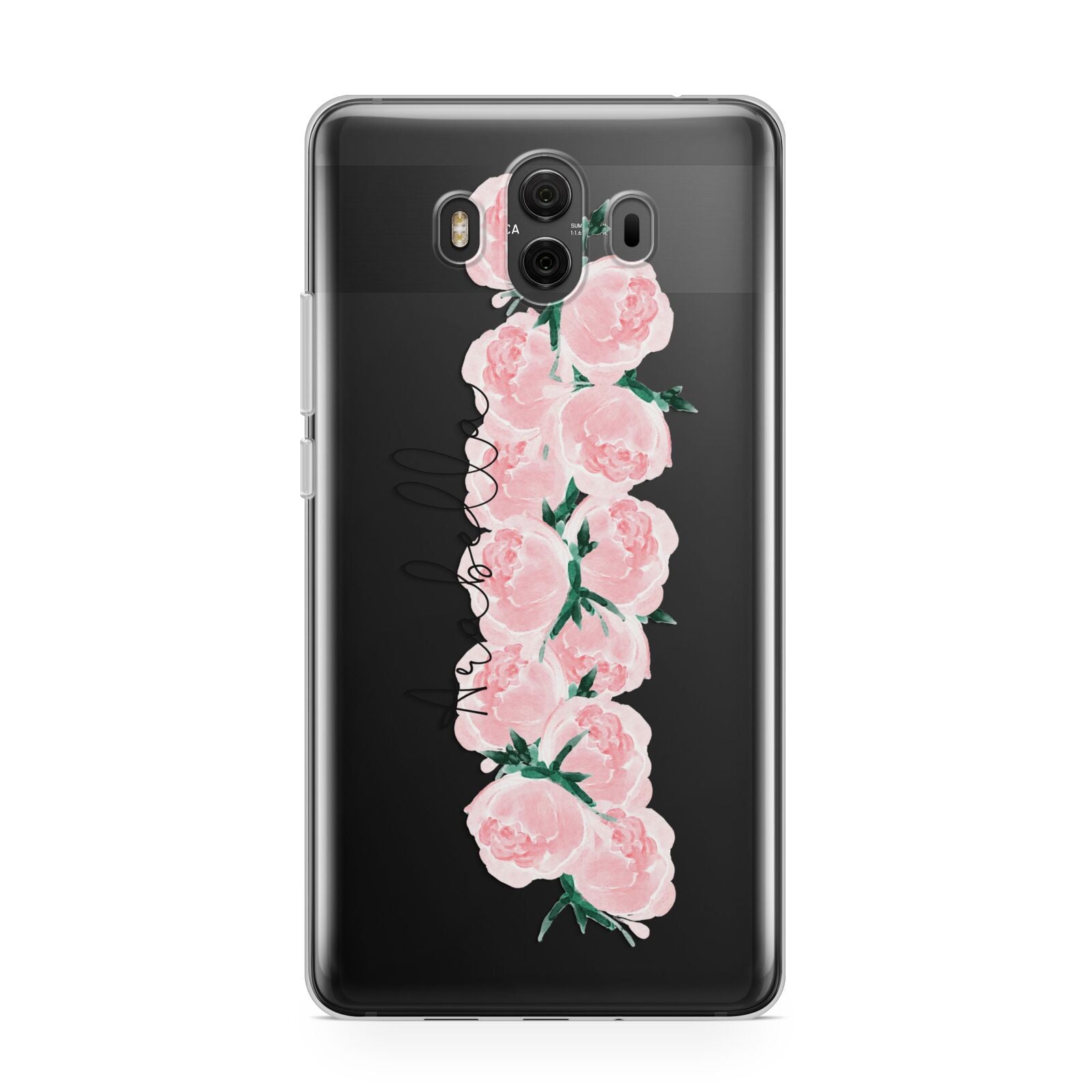 Personalised Name Pink Roses Huawei Mate 10 Protective Phone Case