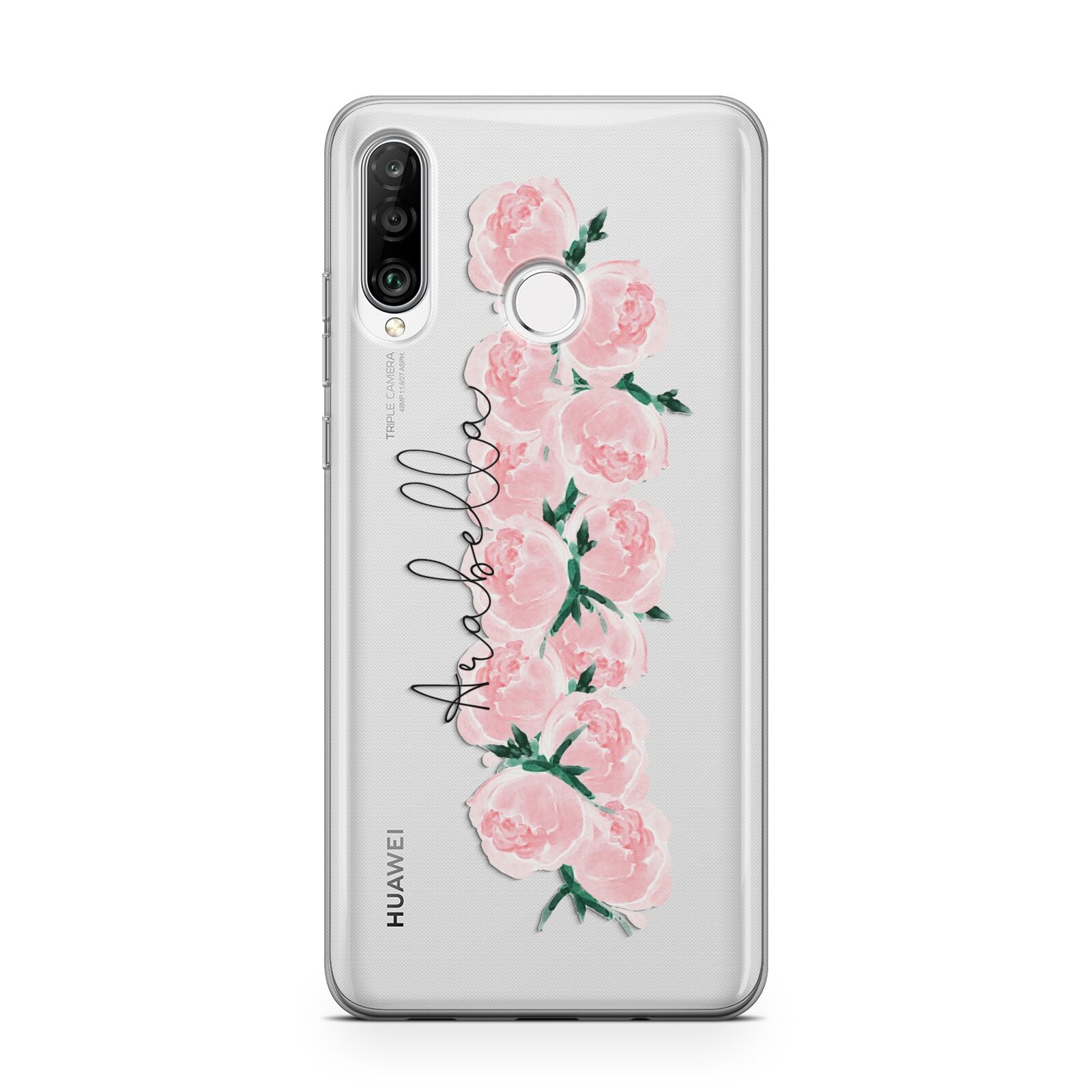 Personalised Name Pink Roses Huawei P30 Lite Phone Case