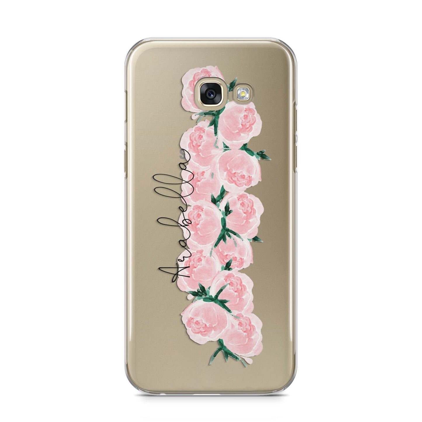 Personalised Name Pink Roses Samsung Galaxy A5 2017 Case on gold phone