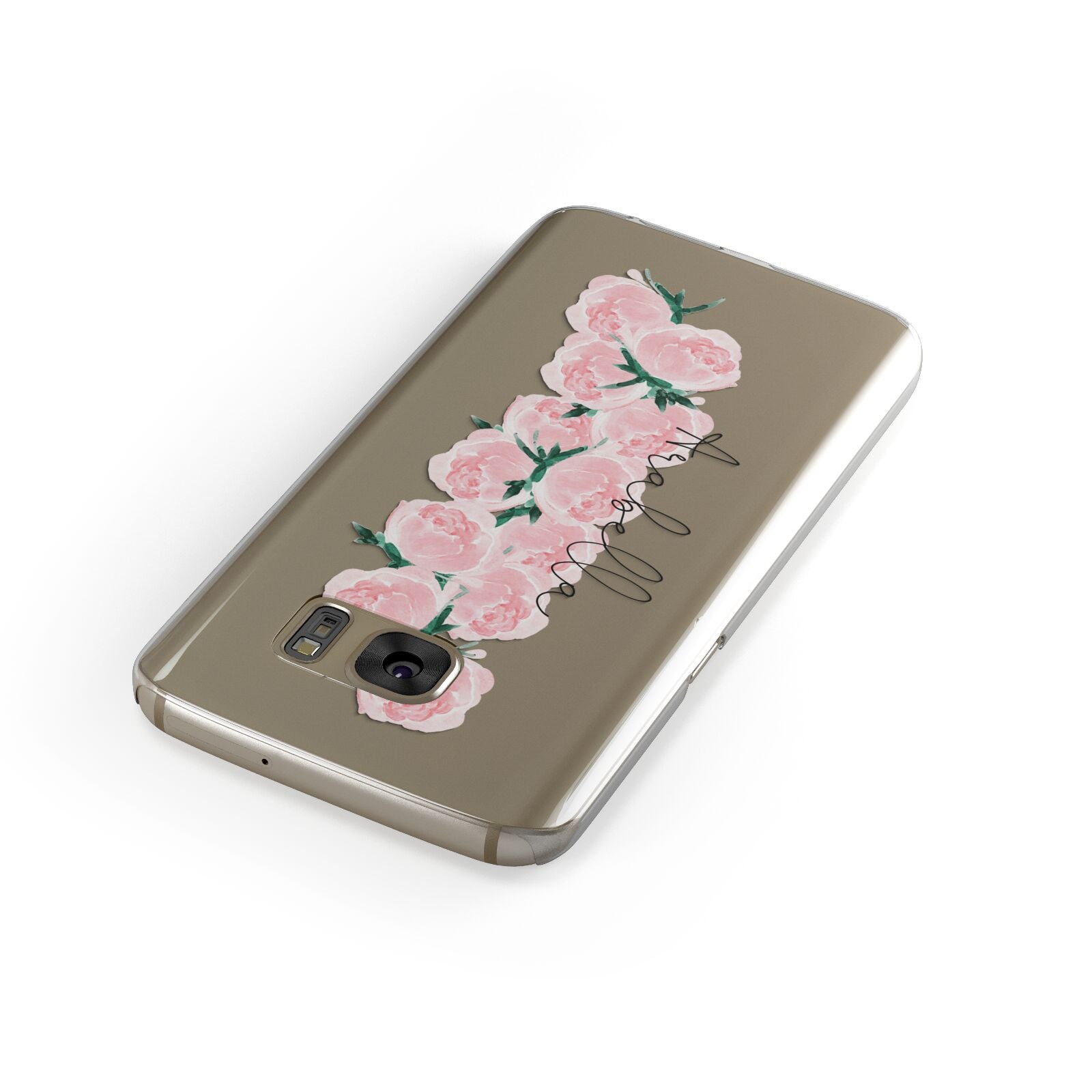 Personalised Name Pink Roses Samsung Galaxy Case Front Close Up