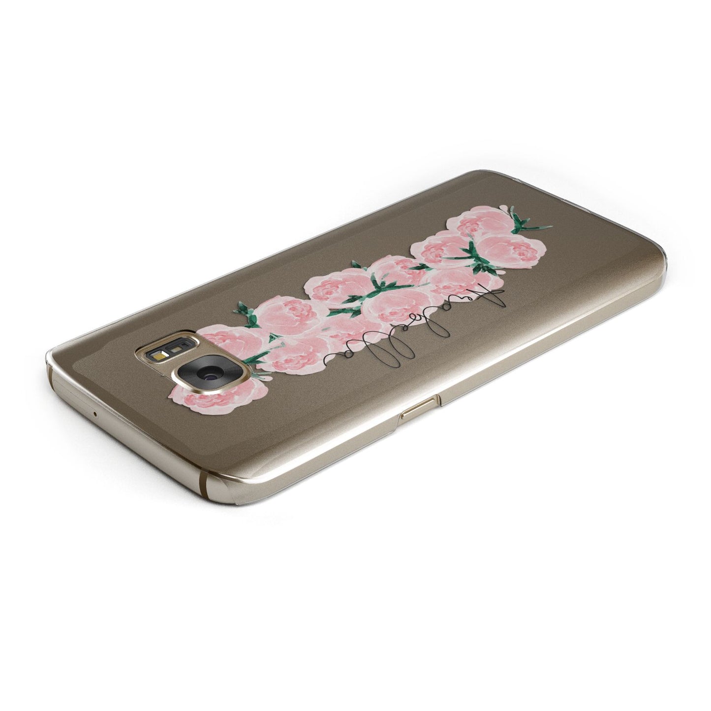 Personalised Name Pink Roses Samsung Galaxy Case Top Cutout