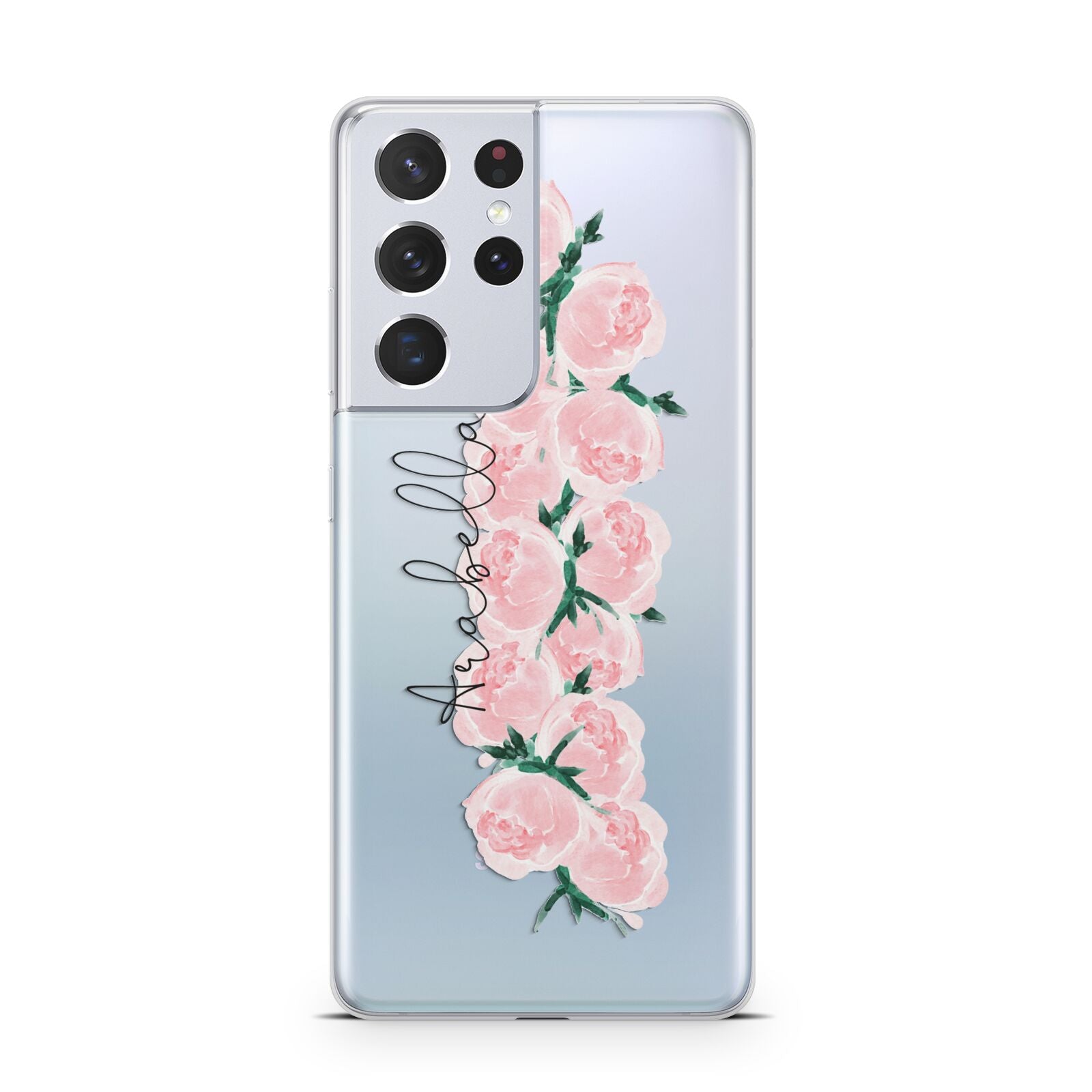 Personalised Name Pink Roses Samsung S21 Ultra Case