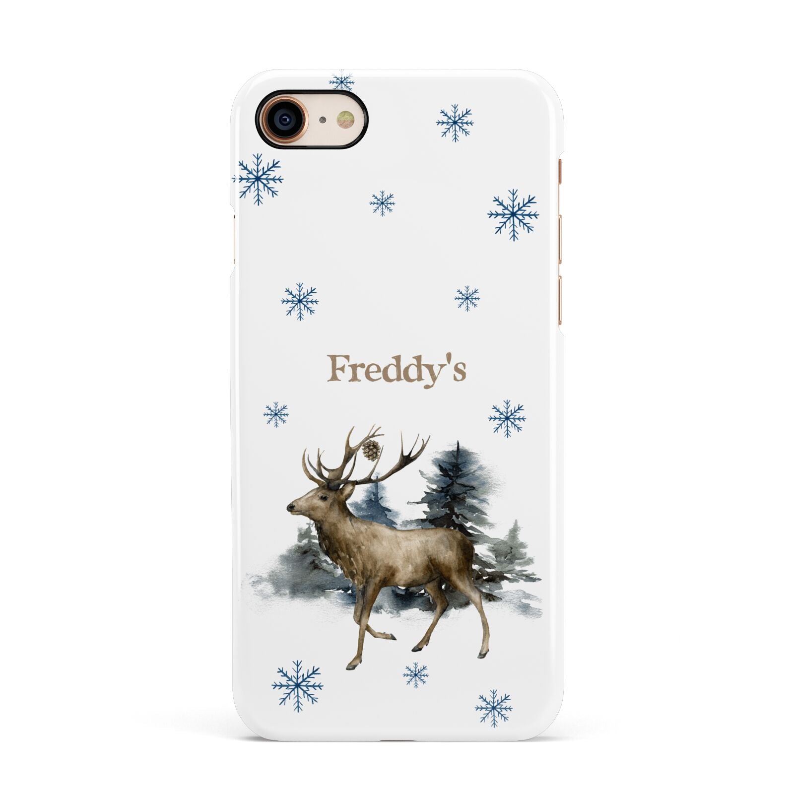 Personalised Name Reindeer Apple iPhone 7 8 3D Snap Case