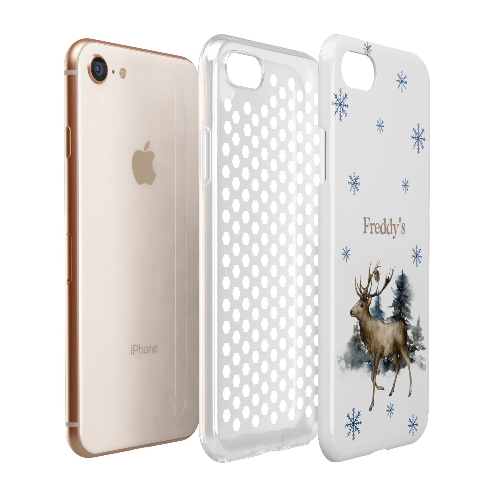 Personalised Name Reindeer Apple iPhone 7 8 3D Tough Case Expanded View
