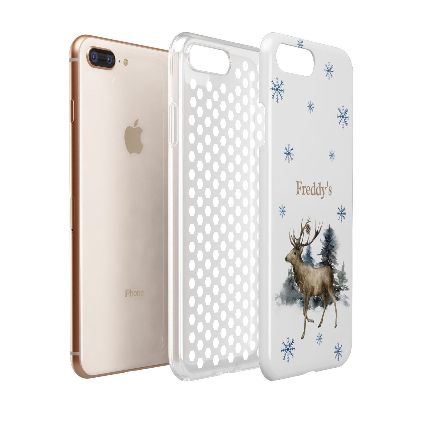 Personalised Name Reindeer Apple iPhone 7 8 Plus 3D Tough Case Expanded View