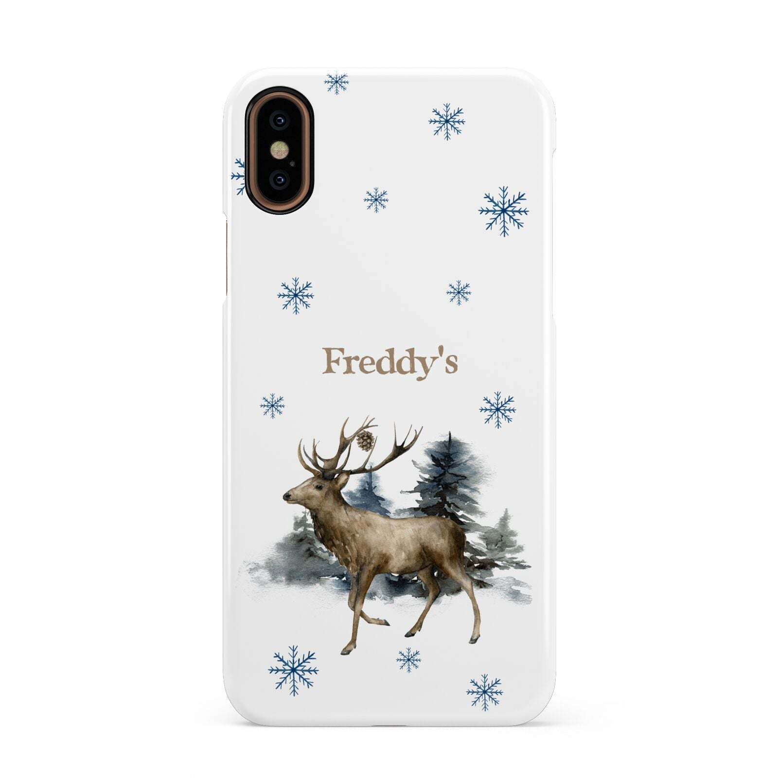 Personalised Name Reindeer Apple iPhone XS 3D Snap Case
