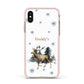 Personalised Name Reindeer Apple iPhone Xs Impact Case Pink Edge on Gold Phone