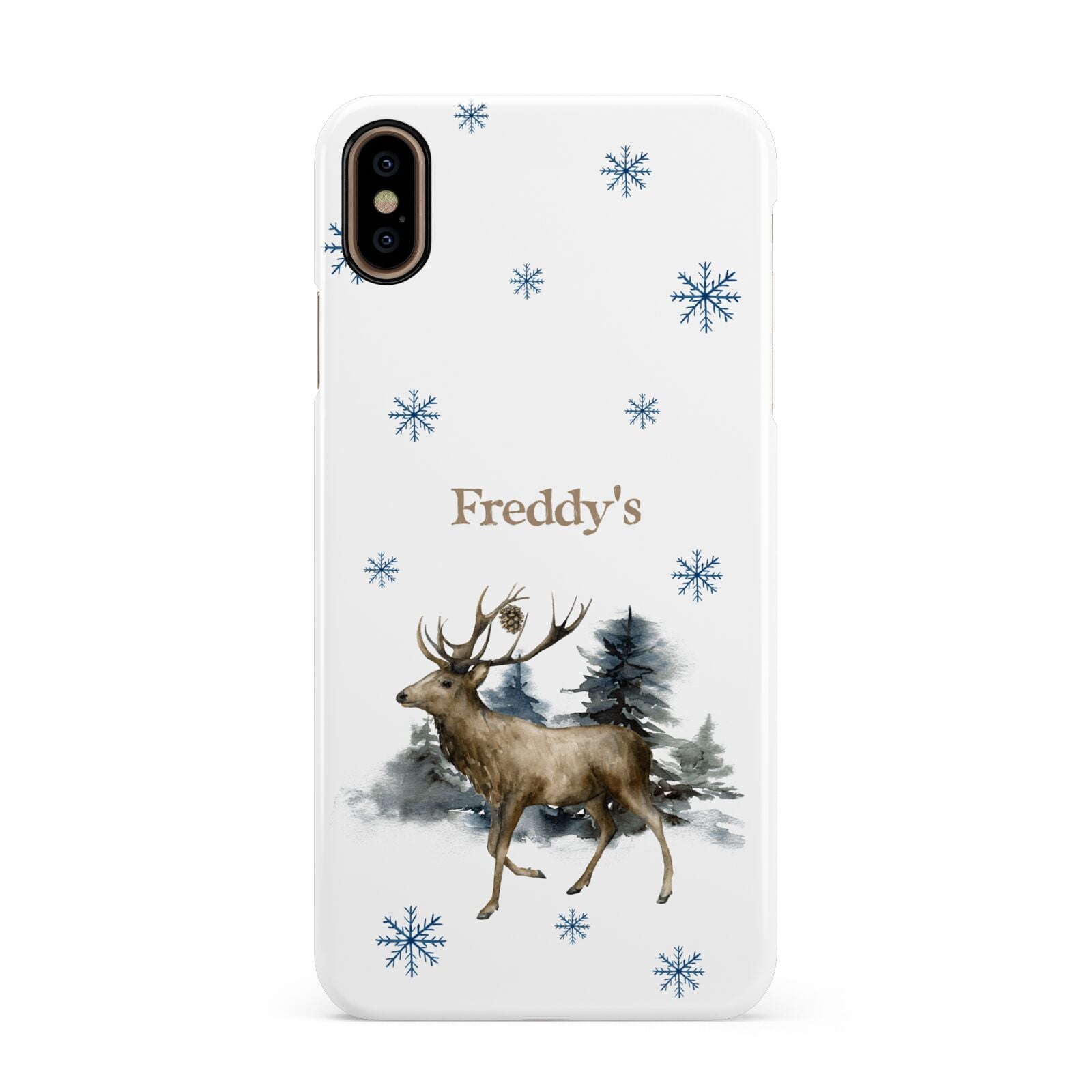Personalised Name Reindeer Apple iPhone Xs Max 3D Snap Case