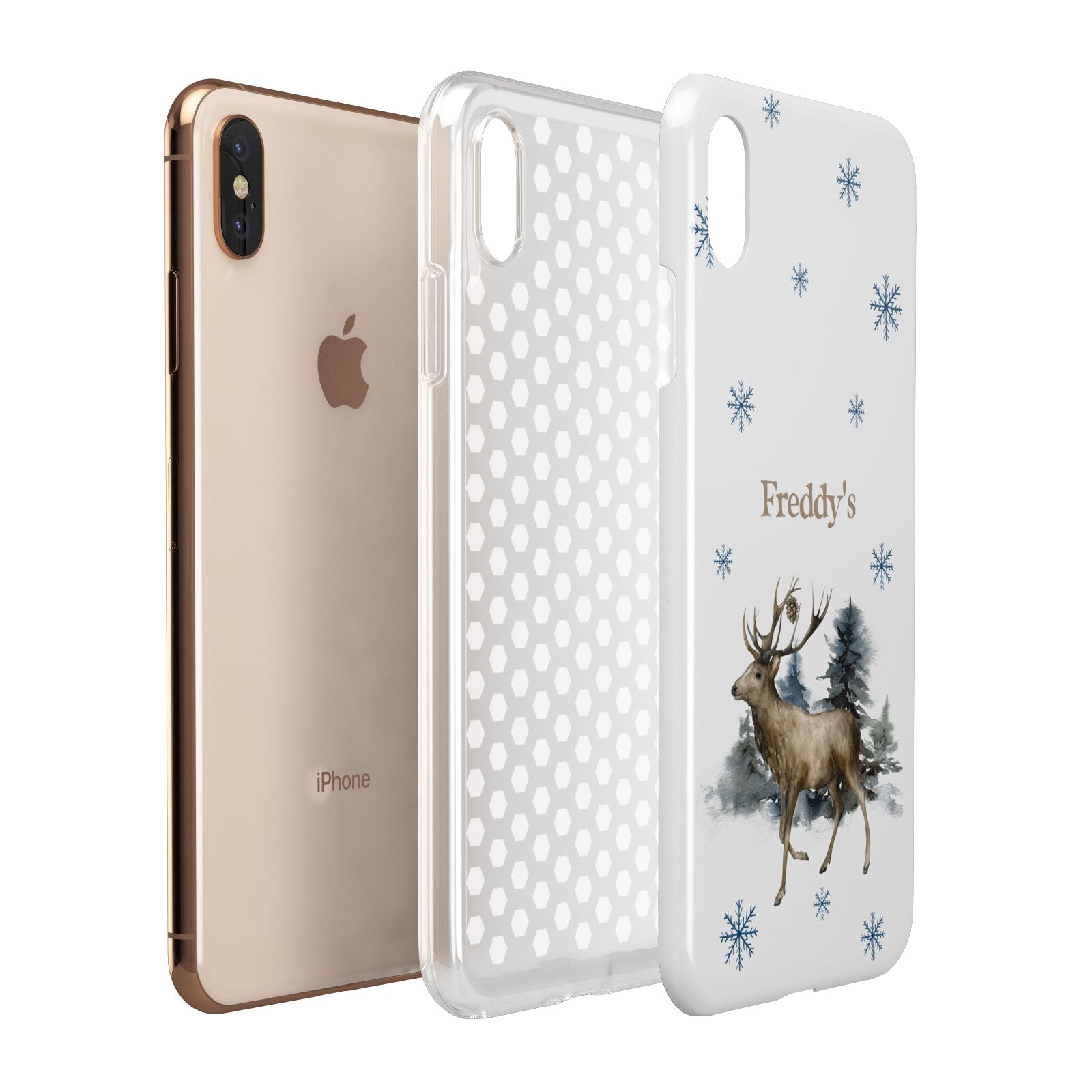 Personalised Name Reindeer Apple iPhone Xs Max 3D Tough Case Expanded View