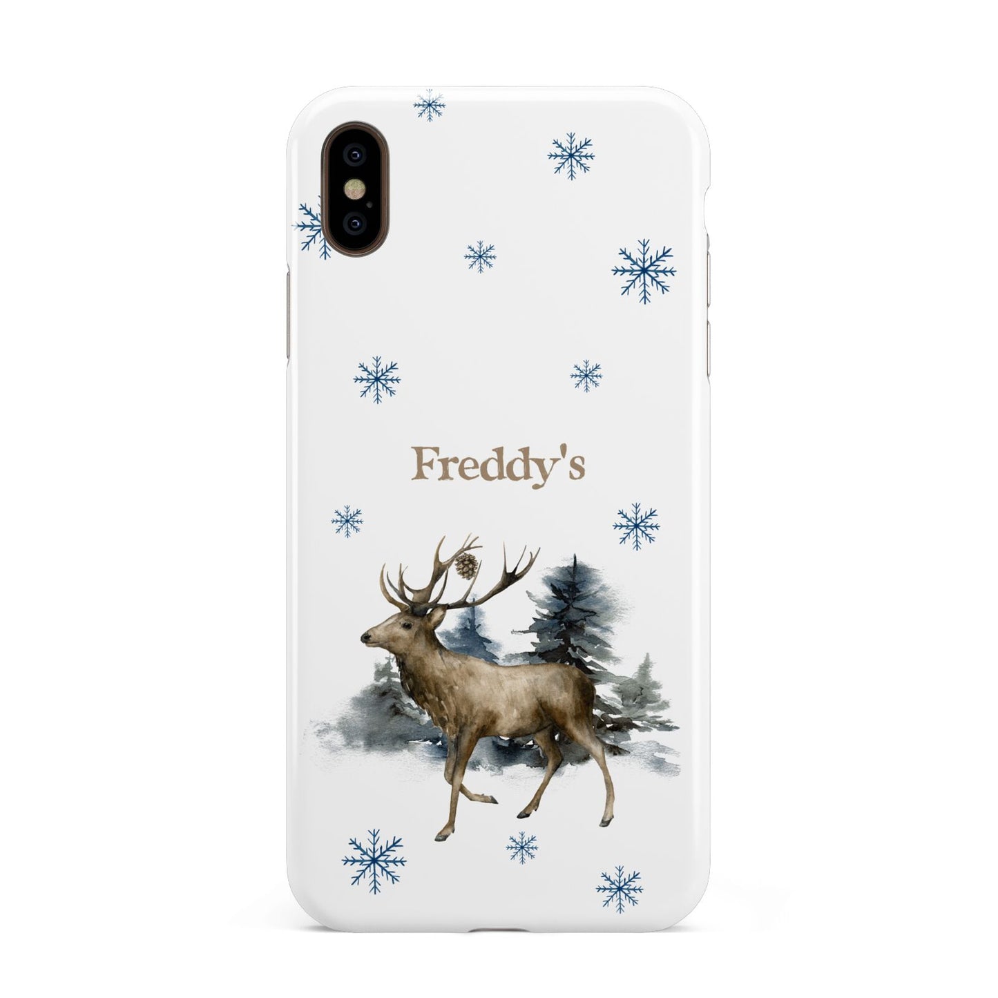 Personalised Name Reindeer Apple iPhone Xs Max 3D Tough Case