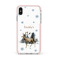 Personalised Name Reindeer Apple iPhone Xs Max Impact Case Pink Edge on Silver Phone