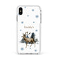 Personalised Name Reindeer Apple iPhone Xs Max Impact Case White Edge on Silver Phone