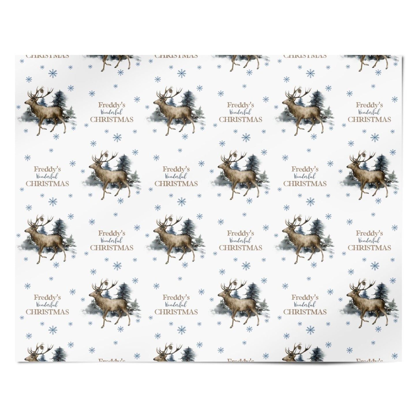 Personalised Name Reindeer Personalised Wrapping Paper Alternative