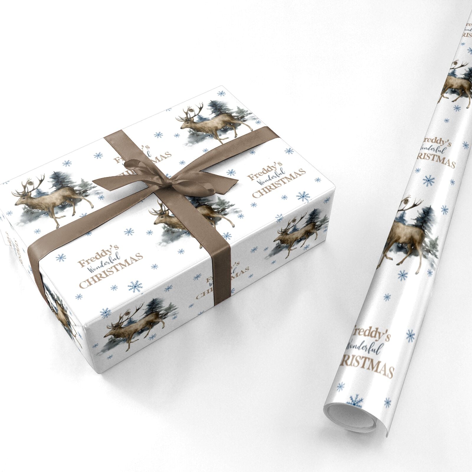 Personalised Name Reindeer Personalised Wrapping Paper