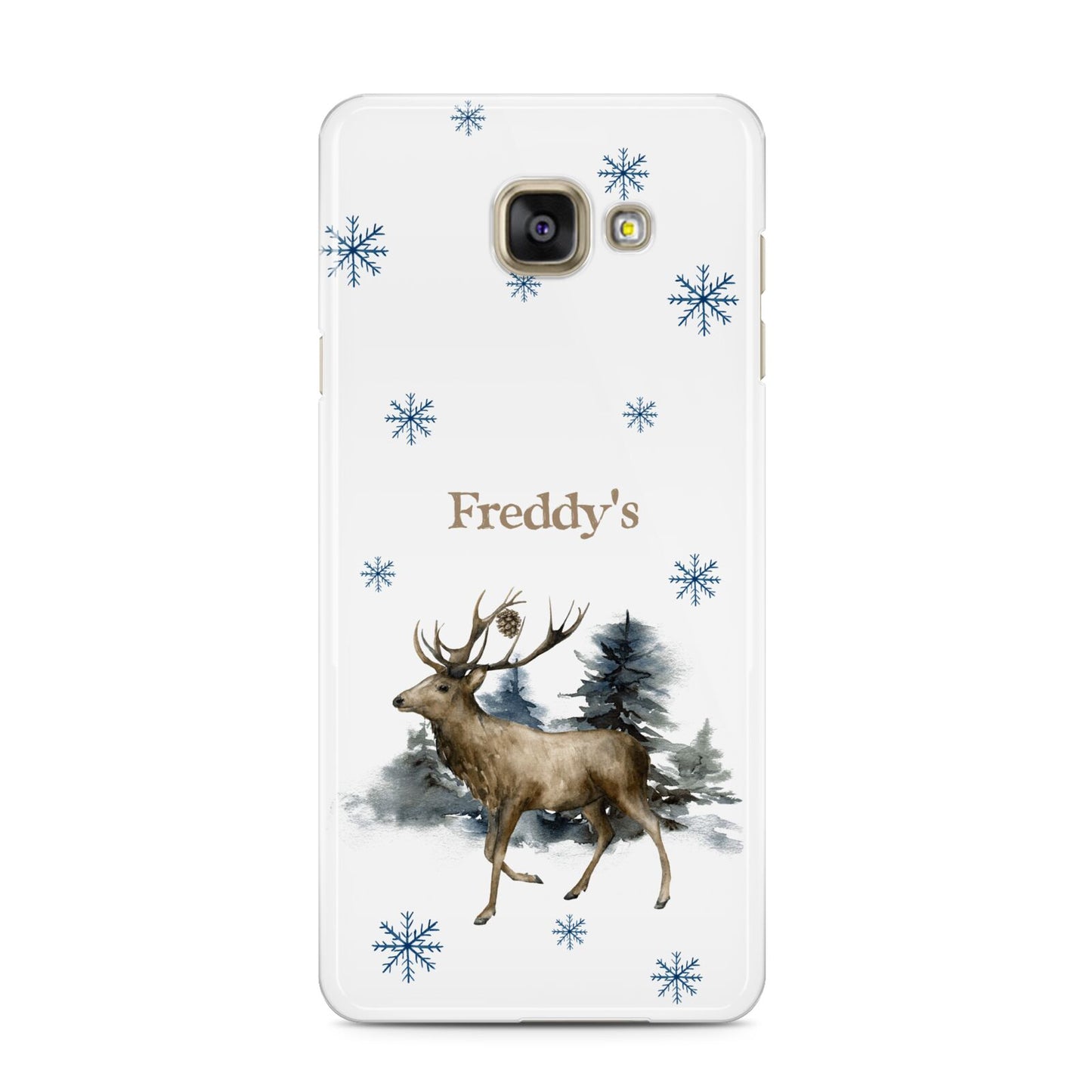 Personalised Name Reindeer Samsung Galaxy A3 2016 Case on gold phone