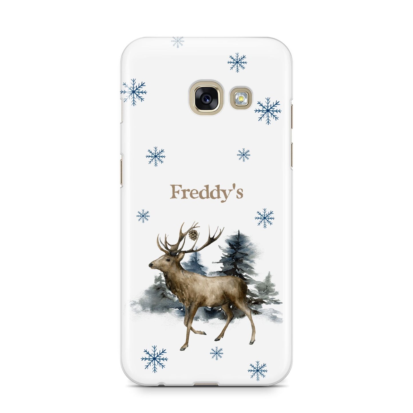 Personalised Name Reindeer Samsung Galaxy A3 2017 Case on gold phone