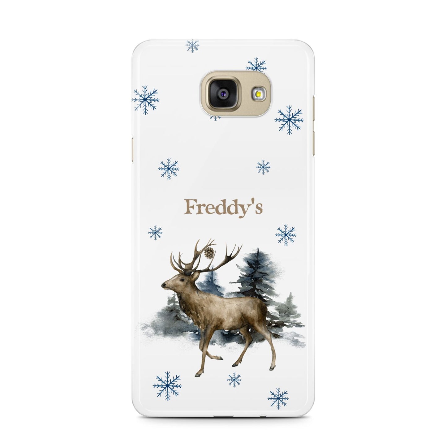 Personalised Name Reindeer Samsung Galaxy A7 2016 Case on gold phone