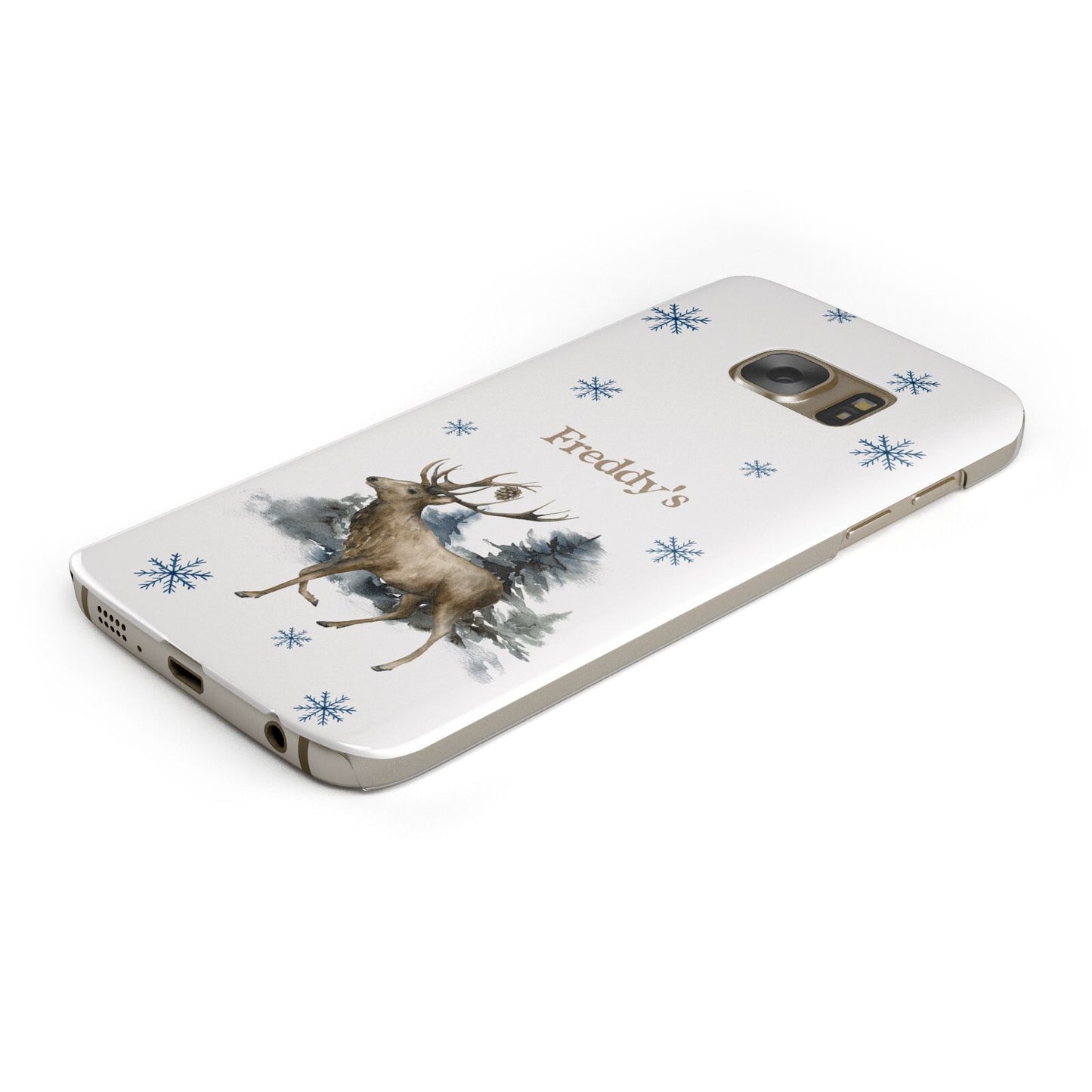 Personalised Name Reindeer Samsung Galaxy Case Bottom Cutout