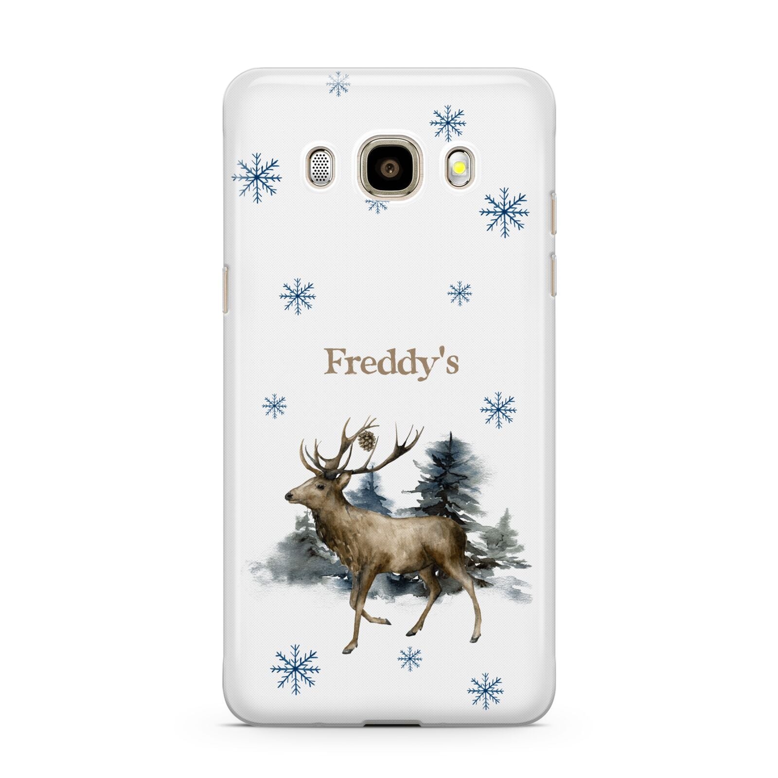 Personalised Name Reindeer Samsung Galaxy J7 2016 Case on gold phone