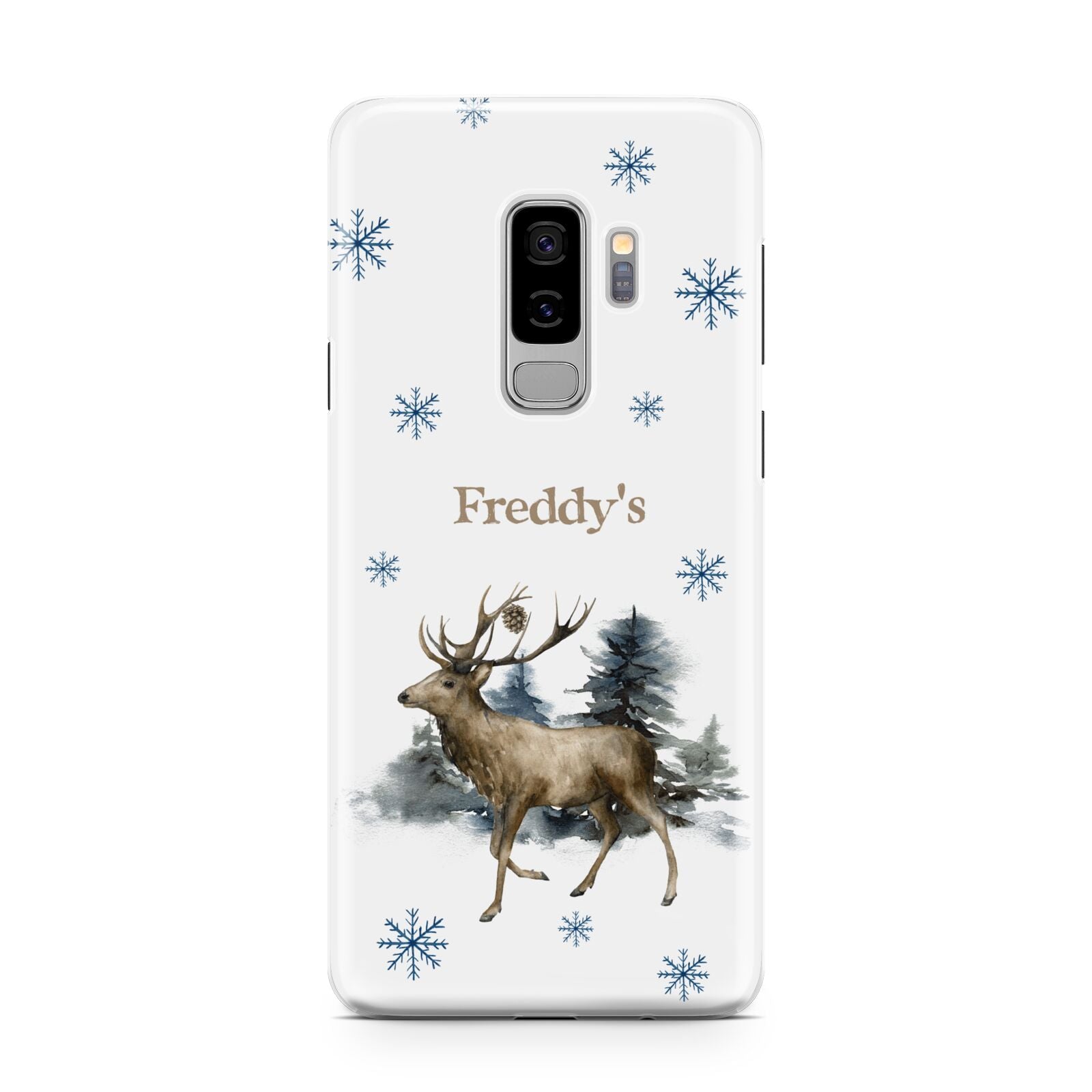 Personalised Name Reindeer Samsung Galaxy S9 Plus Case on Silver phone