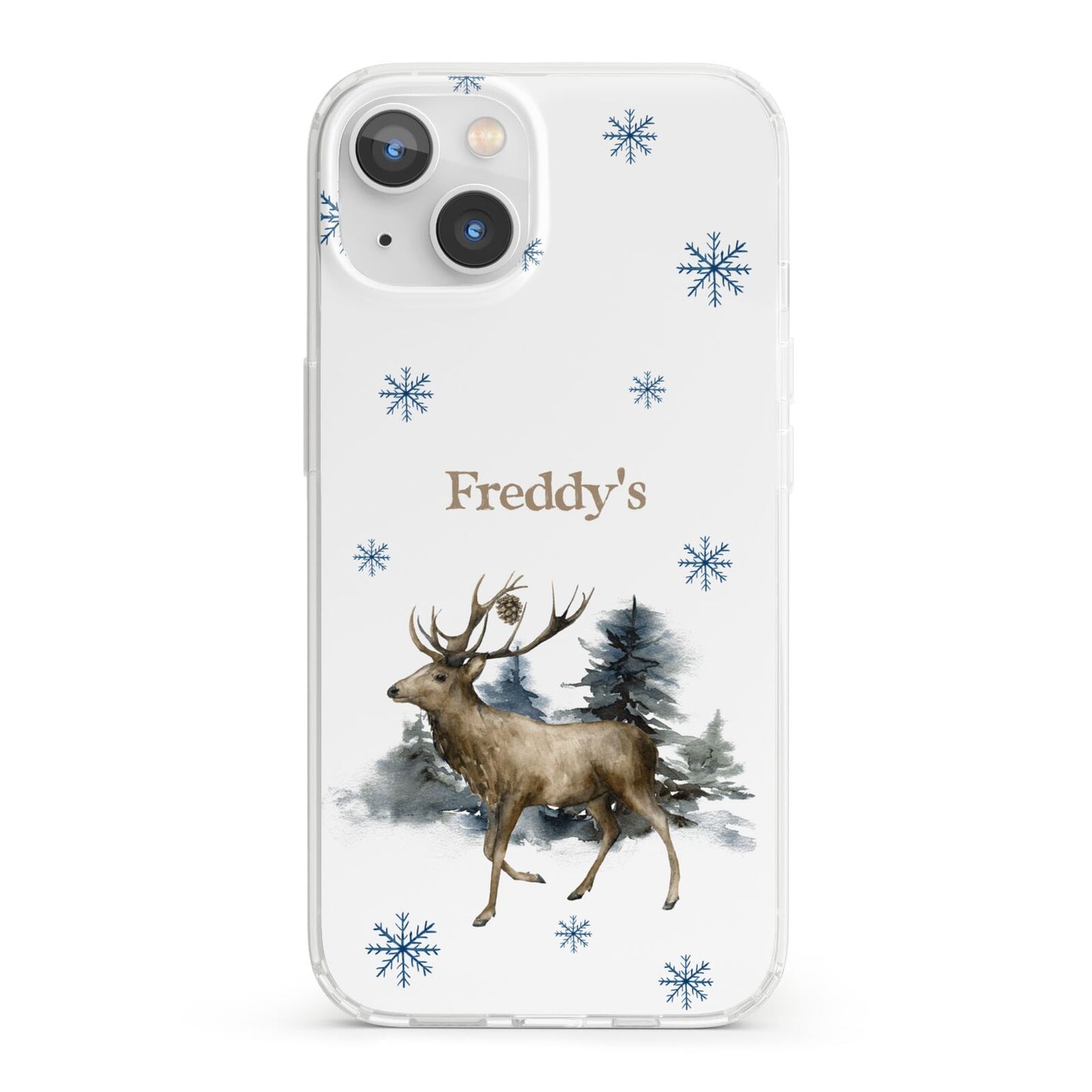 Personalised Name Reindeer iPhone 13 Clear Bumper Case