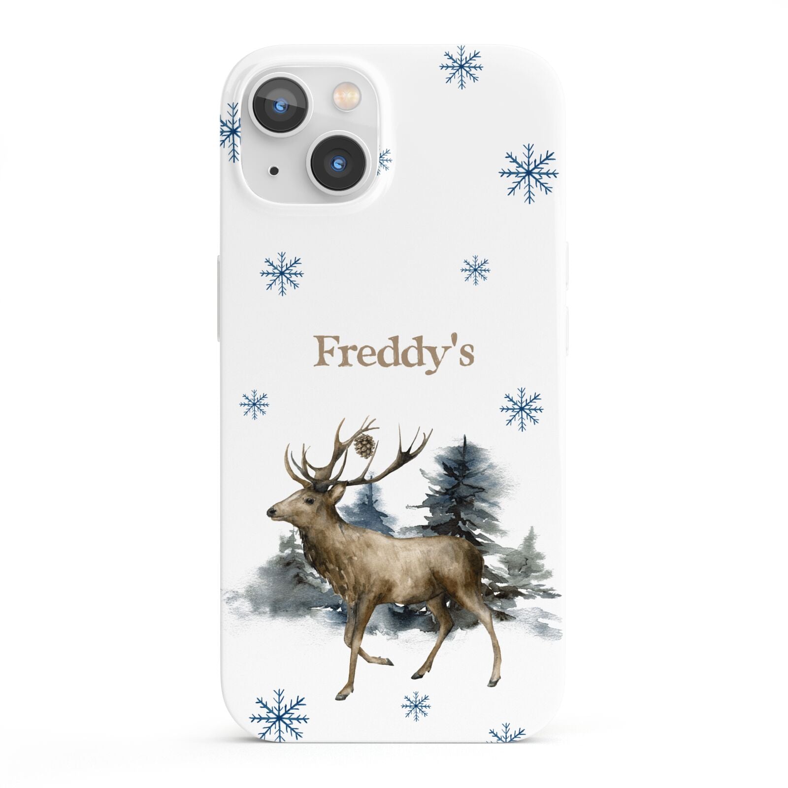 Personalised Name Reindeer iPhone 13 Full Wrap 3D Snap Case