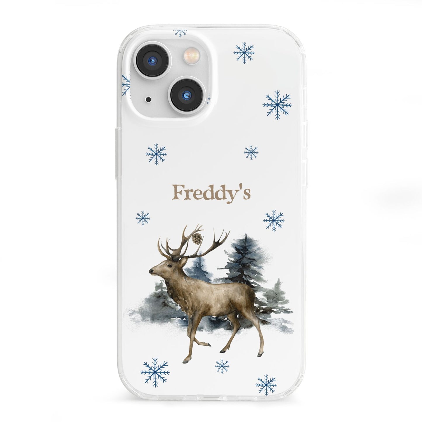 Personalised Name Reindeer iPhone 13 Mini Clear Bumper Case