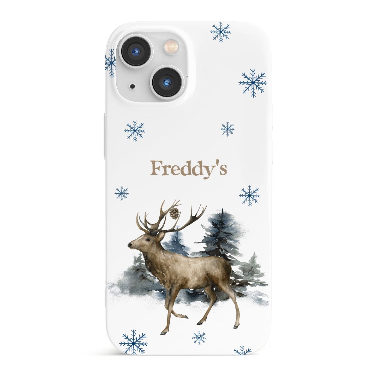 Personalised Name Reindeer iPhone 13 Mini Full Wrap 3D Snap Case