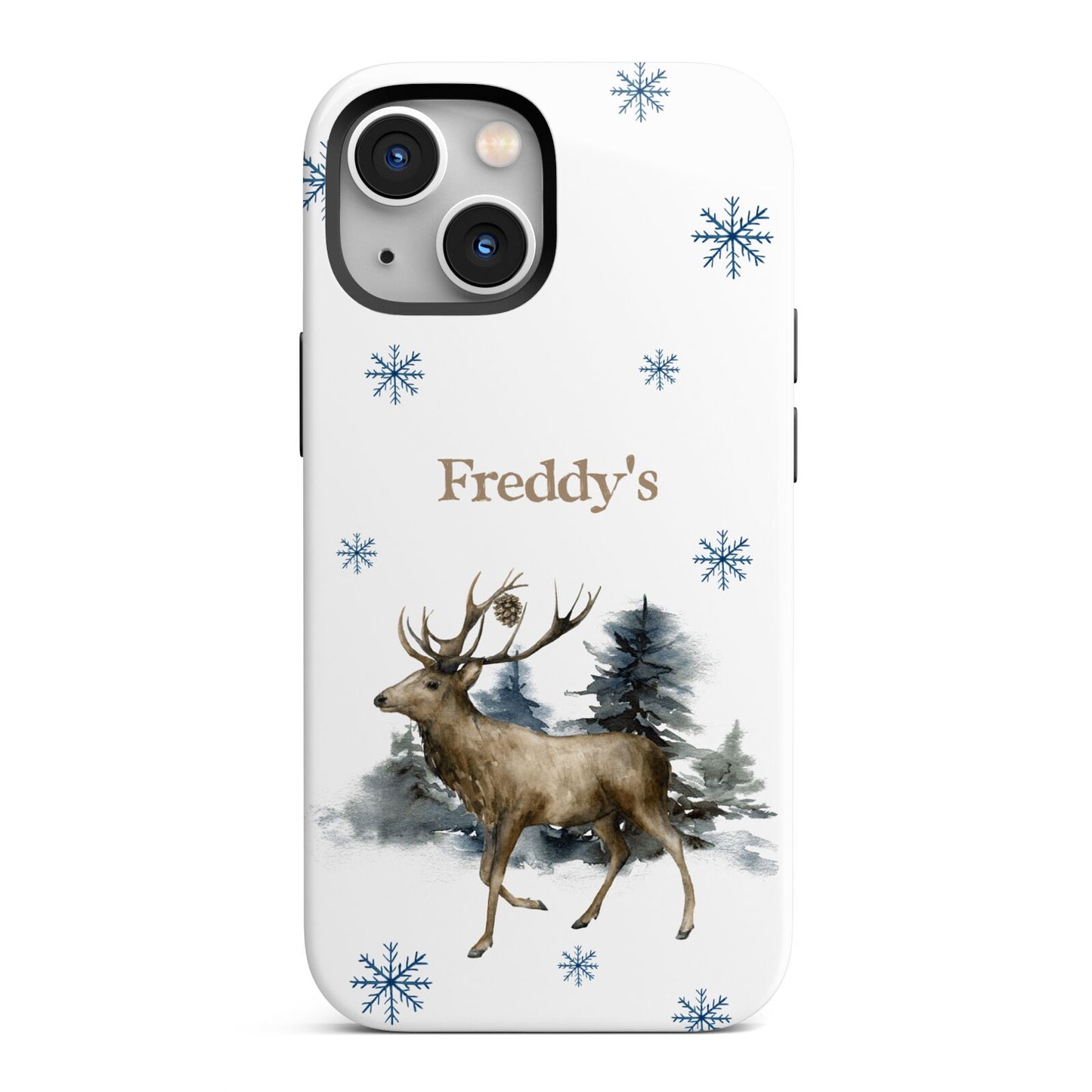 Personalised Name Reindeer iPhone 13 Mini Full Wrap 3D Tough Case