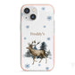 Personalised Name Reindeer iPhone 13 Mini TPU Impact Case with Pink Edges