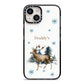Personalised Name Reindeer iPhone 14 Black Impact Case on Silver phone