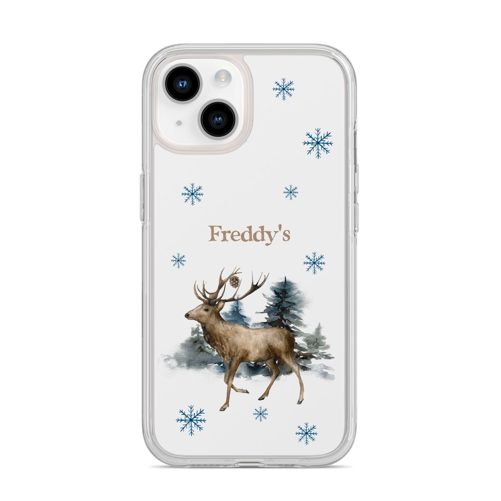 Personalised Name Reindeer iPhone 14 Clear Tough Case Starlight