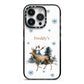 Personalised Name Reindeer iPhone 14 Pro Black Impact Case on Silver phone