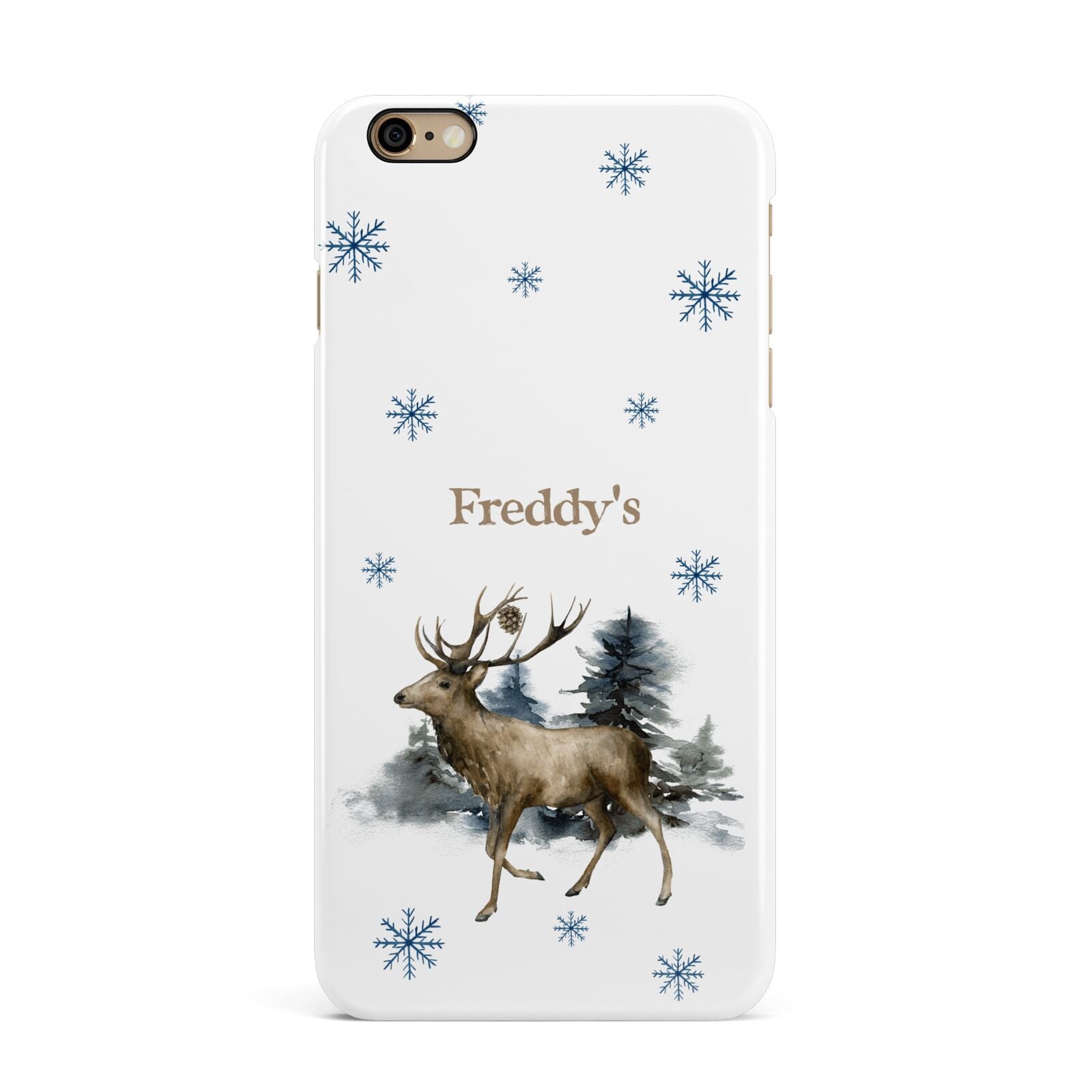 Personalised Name Reindeer iPhone 6 Plus 3D Snap Case on Gold Phone