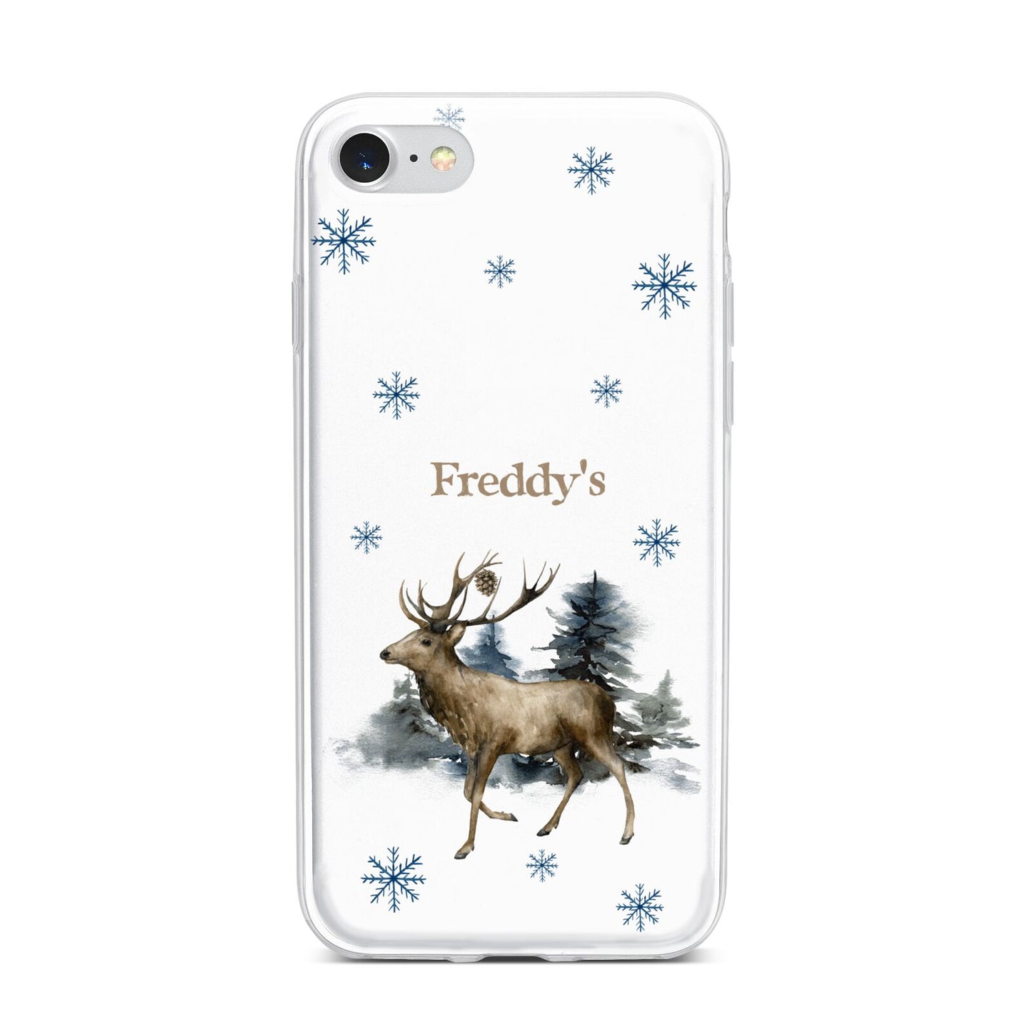 Personalised Name Reindeer iPhone 7 Bumper Case on Silver iPhone