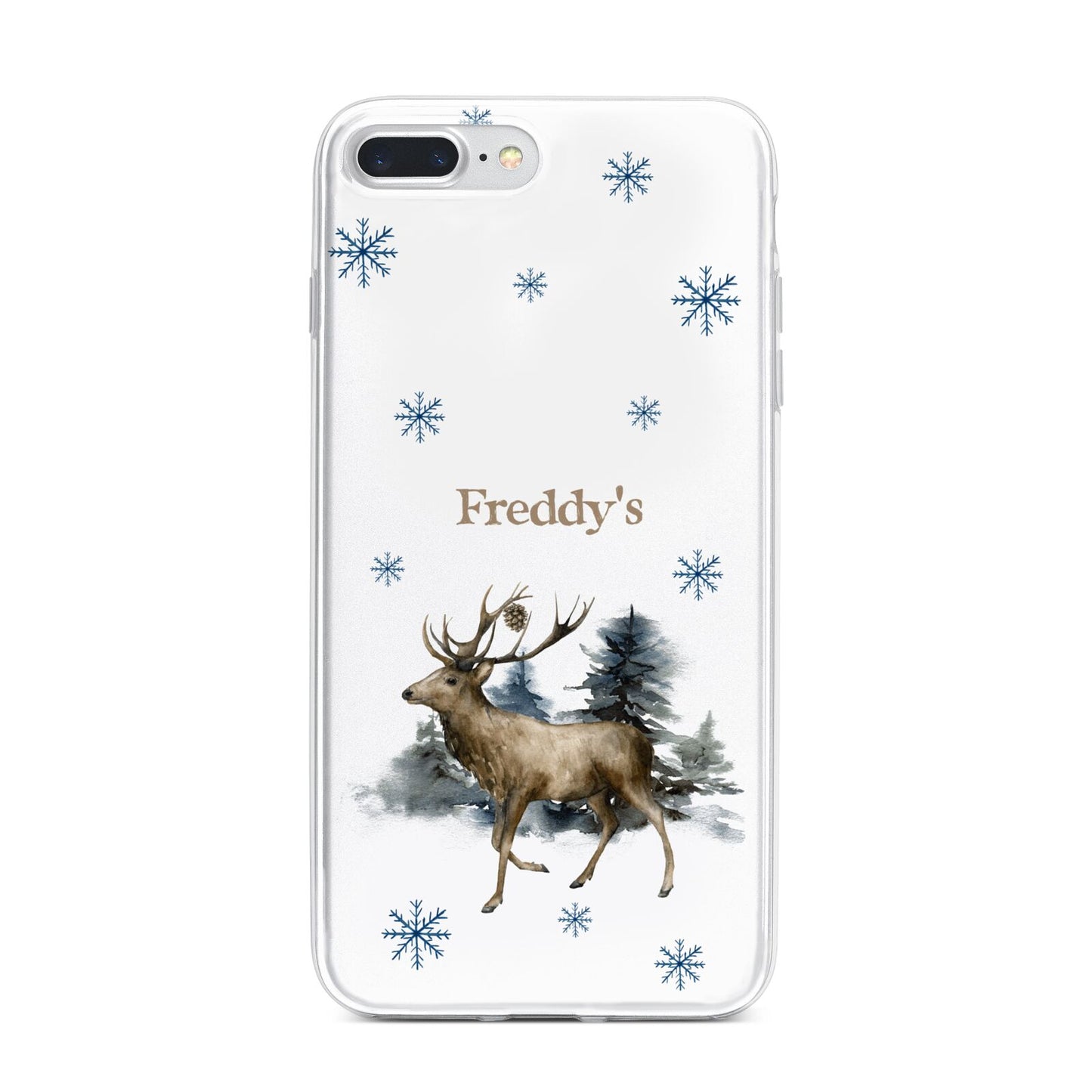 Personalised Name Reindeer iPhone 7 Plus Bumper Case on Silver iPhone