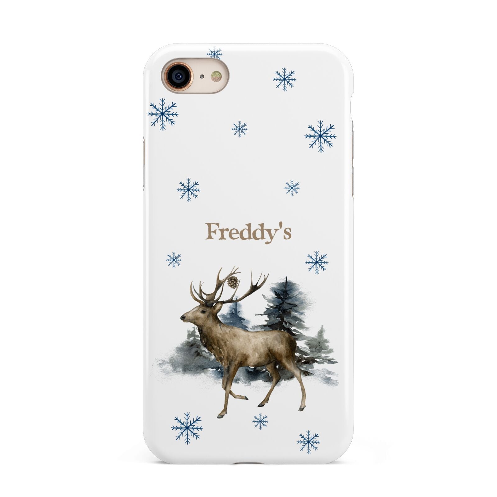 Personalised Name Reindeer iPhone 8 3D Tough Case on Gold Phone