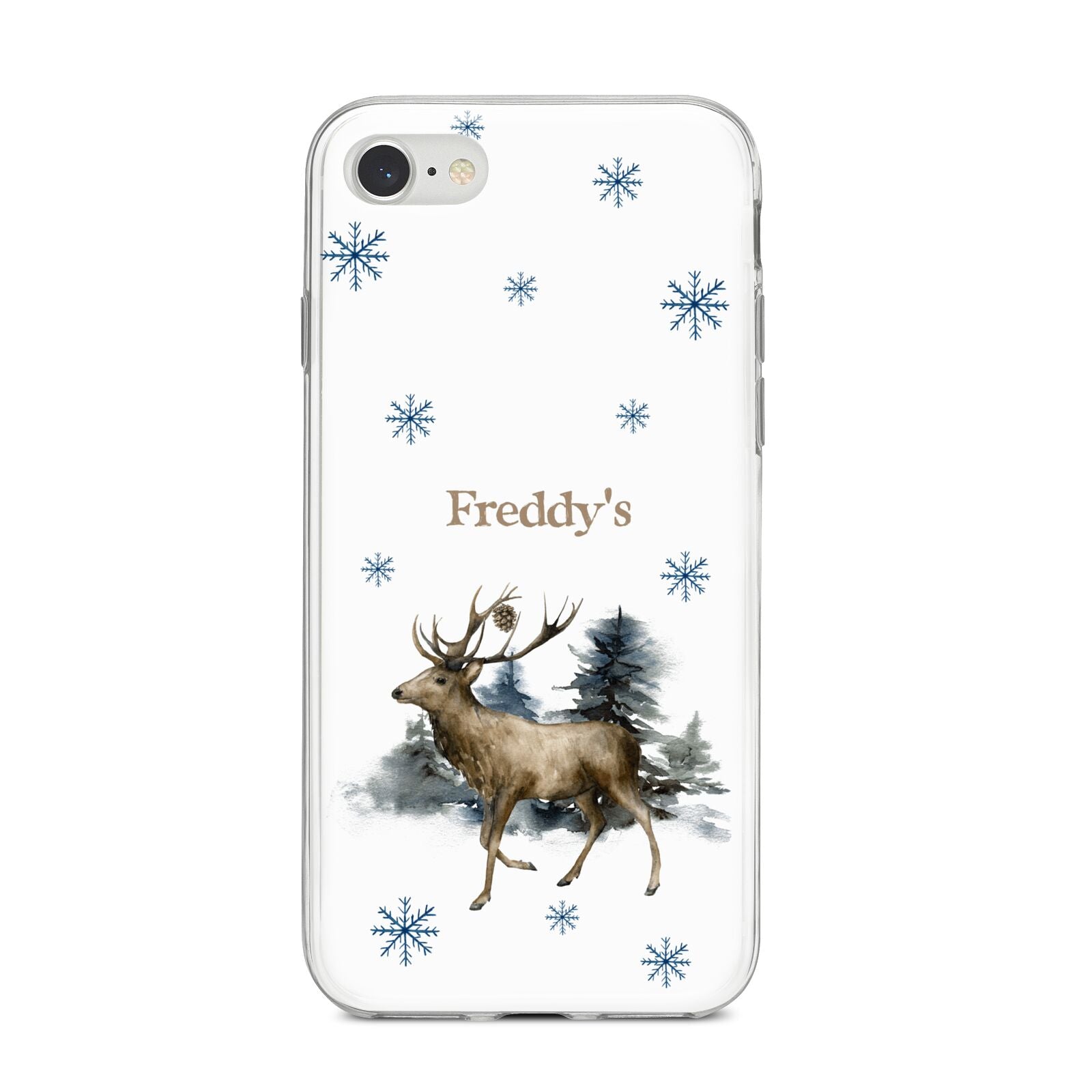 Personalised Name Reindeer iPhone 8 Bumper Case on Silver iPhone