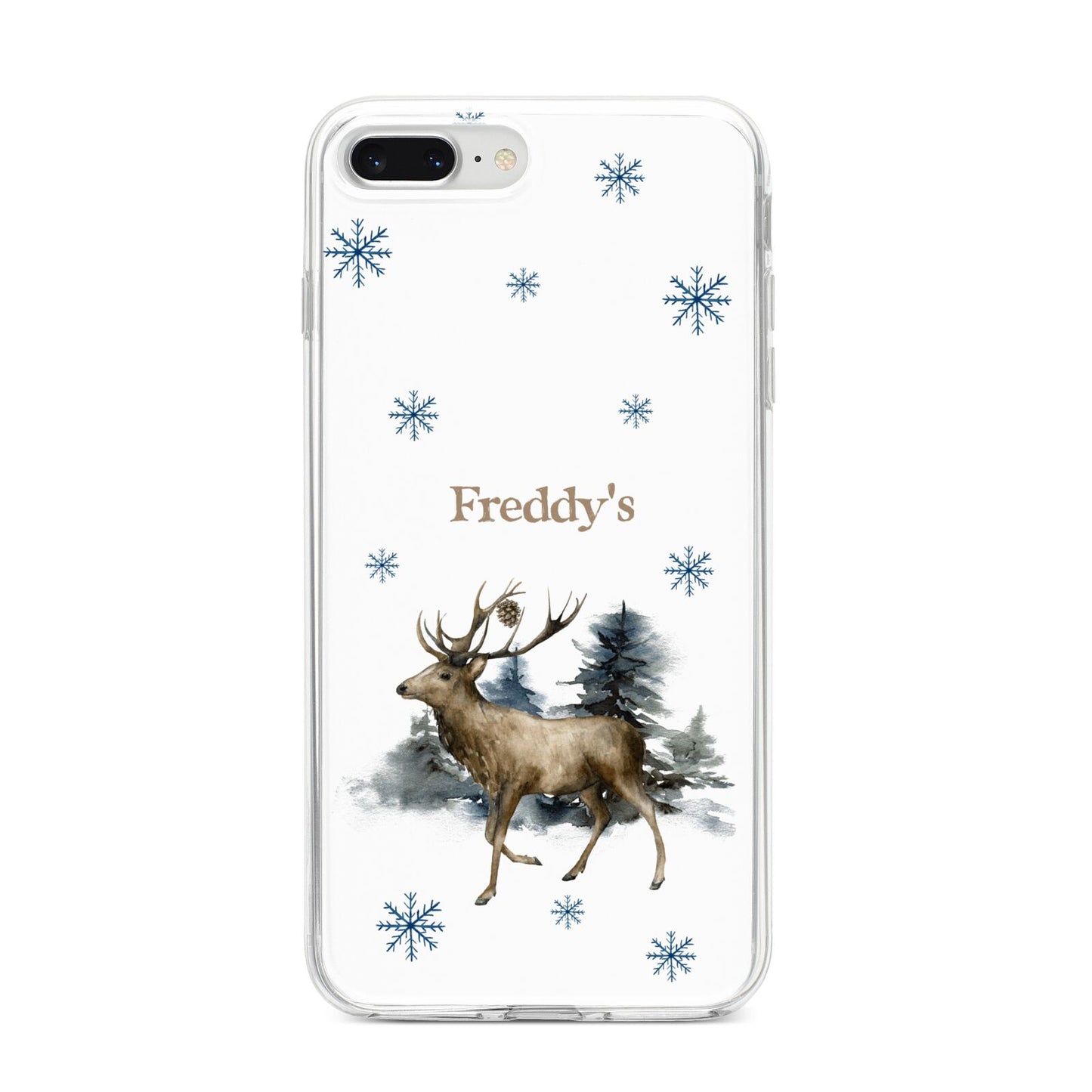 Personalised Name Reindeer iPhone 8 Plus Bumper Case on Silver iPhone