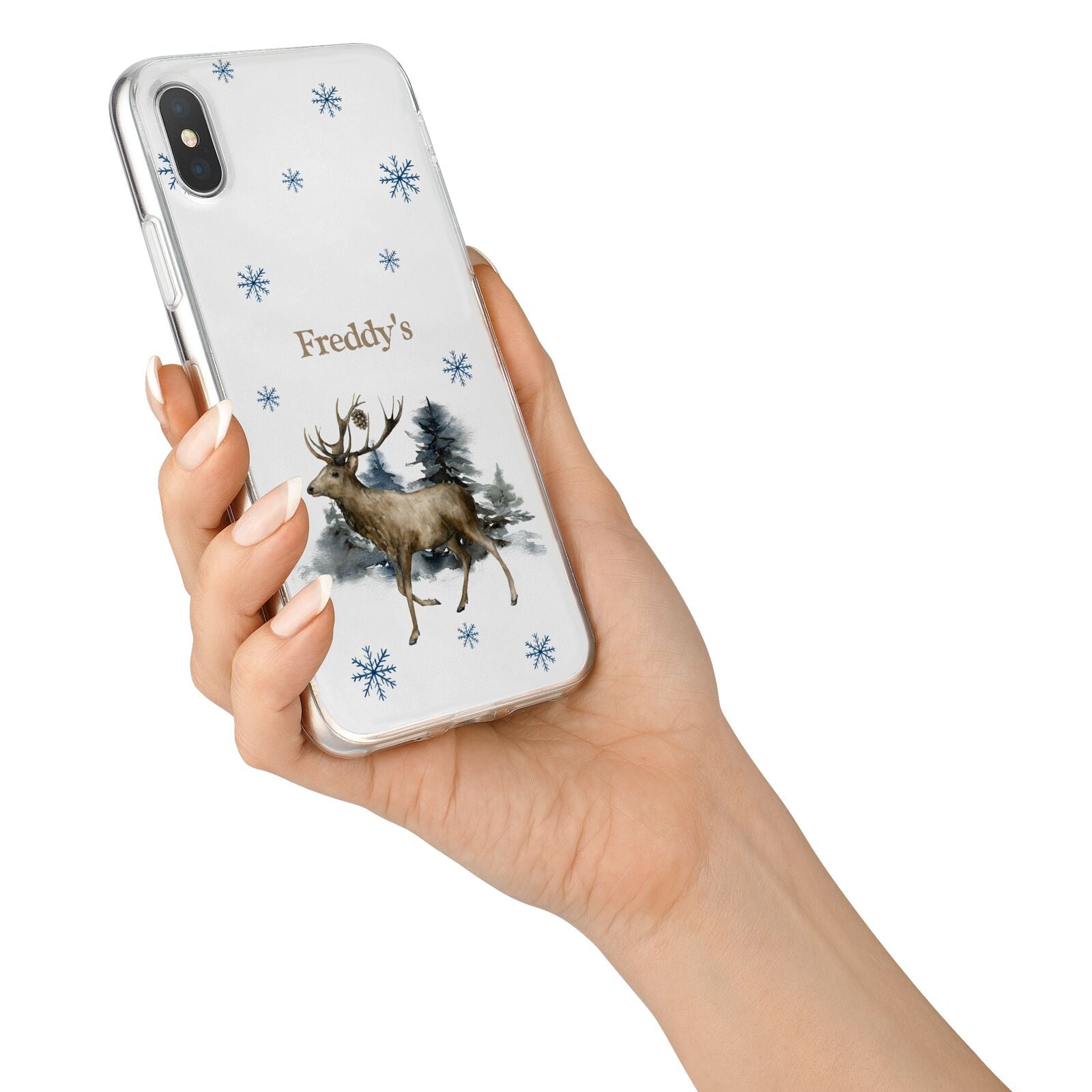 Personalised Name Reindeer iPhone X Bumper Case on Silver iPhone Alternative Image 2