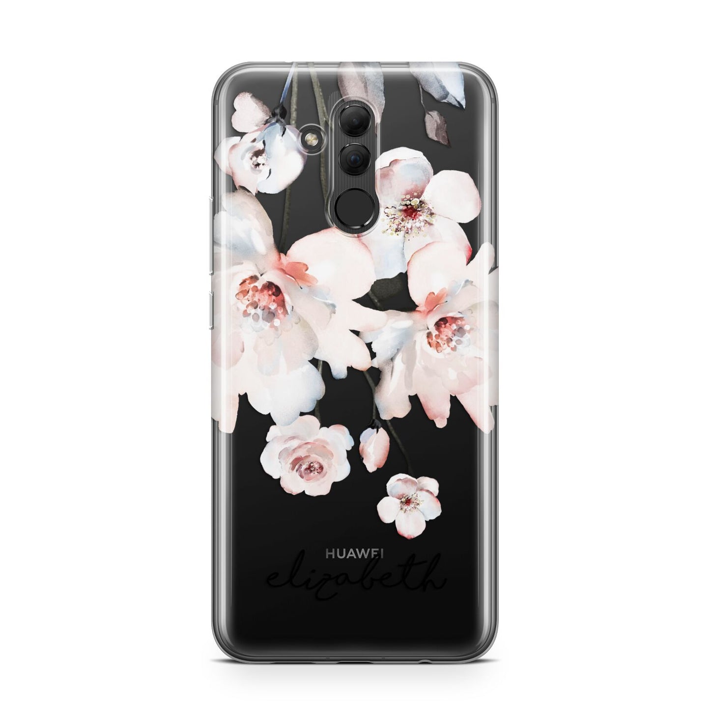 Personalised Name Roses Watercolour Huawei Mate 20 Lite